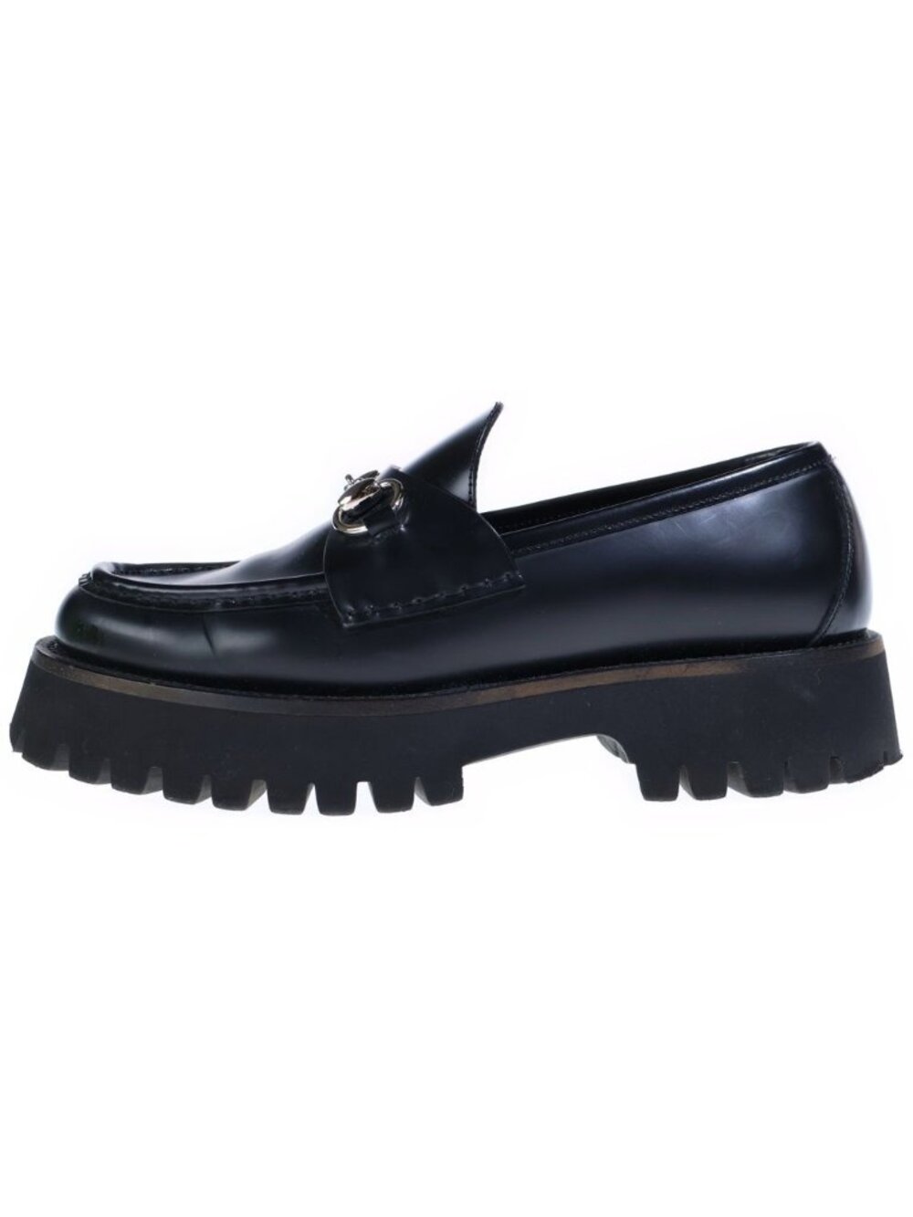 Gucci Horsebit Leather Loafers Shoes Black Silver